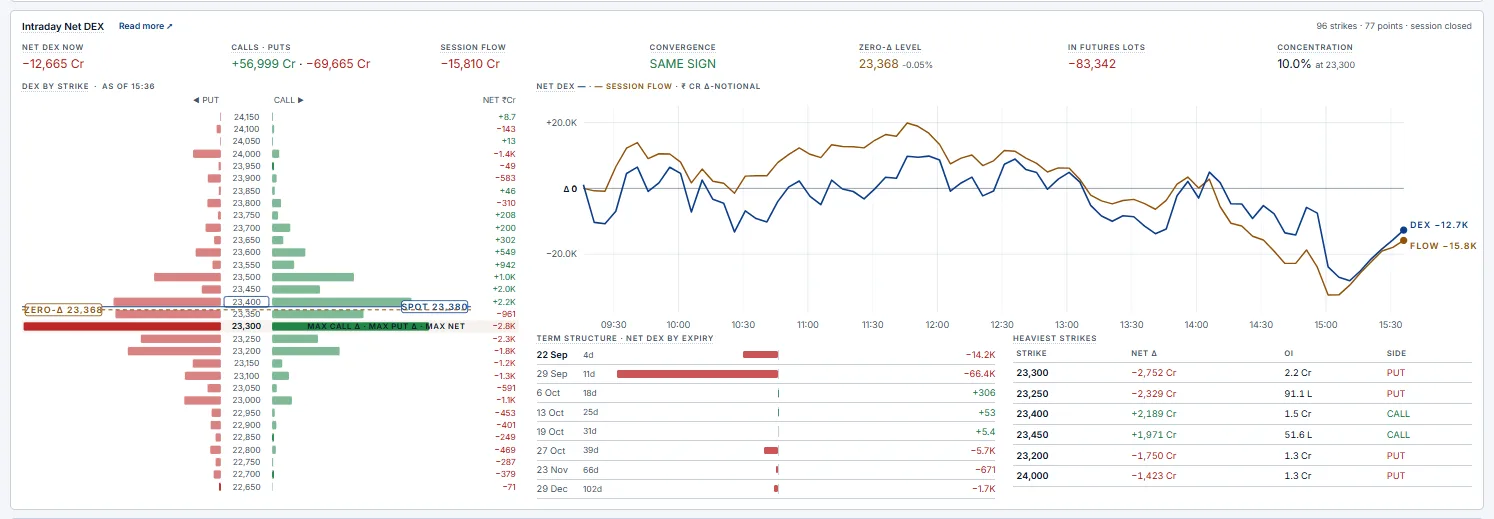 Intraday Net DEX card