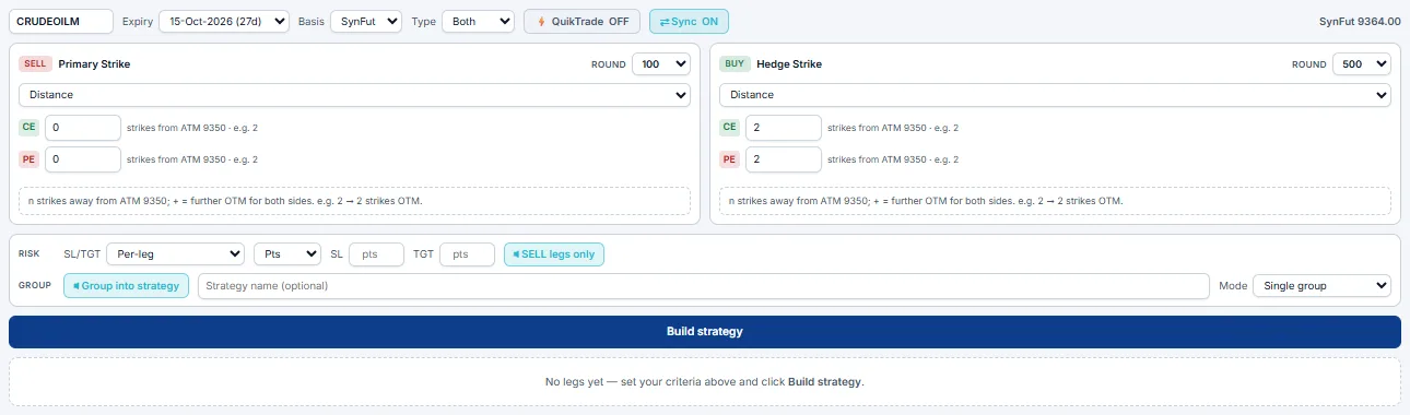 Custom strategy builder tab