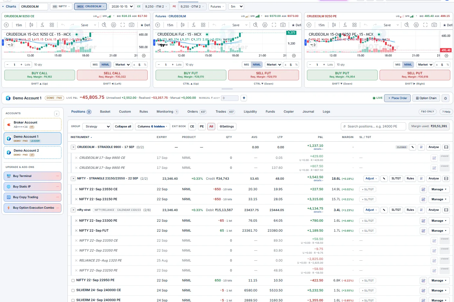 Option Terminal on a demo account
