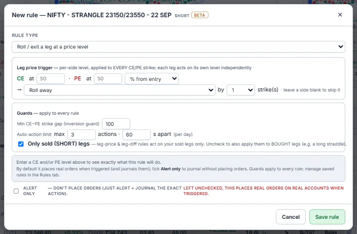 New adjustment rule dialog